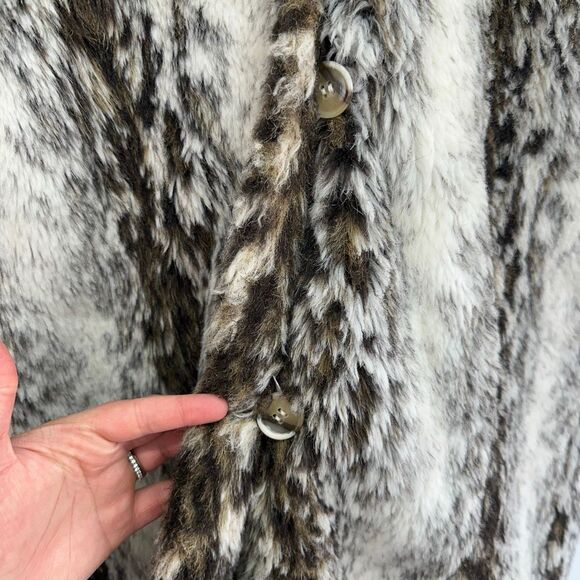 Unbranded Faux Fur Persian Contrasting Oversized Collar Overcoat - Picture 9 of 15